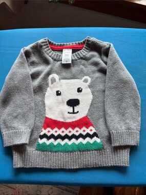 Carter's Size 9 month Gray Sweater with White Polar Bear